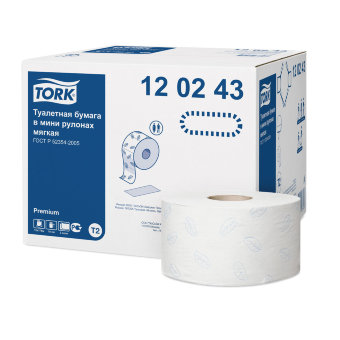 Туалетная бумага в мини рулонах Tork Premium, 2 слоя Туалетная бумага в мини рулонах Tork Premium, 2 слоя
